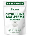Purisure L-Citrulin prašek 250g, Premium citrulin 2:1 Malate dodatek za moč in energijo, pred-workout citrulin malate prašek - Izboljšati mišične črpalke in regeneracijo - 83 Serving