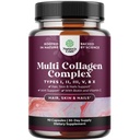 Advanced Multi Collagen Complex - Večni kolagen Peptide dopolnila s tipom 1 2 3 5 & X & Biotin za lase, kožo in nohte Vitamini - Biotin dopolnila za ženske in moške - 90 Count