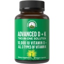 Vrhunska zmogljivost Napredni vitamin D 10000 i.e. z vsemi 3 vrstami vitamina K - 10.000 vitamina D3 in vitamina K2, K1, MK-7 (MK7), MK4 kapsule dodatek - 60 majhne tablete in tablete za enostavno požiranje