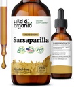 Divje in organske korenske kapljice Sarsaparilla - detox čistilne kapljice - Sarsaparilla v prahu na osnovi tinkture - Vegan, sladkor in alkohol brez tekočine dodatek - 2 fl oz