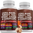 NOVA AGE Lions Mane Gobe Dodatek s Turčijo Tail Reishi Cordyceps Chaga z Marshmallow koren - 120 grof