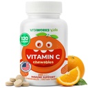 Otroci Vitamin C Žvečljive tablete 250mg - Vegan, brez GSO, brez glutena, brez oreščkov - prehranska dopolnila za podporo imunskemu zdravljenju - za otroke 120 Žvečljivi