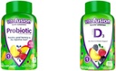 Vitafusion Probiotic Gummy dodatki, malina, Breskve in mango arome & Vitamin D3 Gummy Vitamini za kosti in imunski sistem podpora