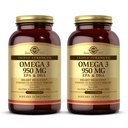 Solgar Triple Jakost Omega 3 950 mg - 100 Softgels, Pack po 2 - Podpira Joint & Skin Health - Non-GMO, Gluten Free, Dairy Free - 200 Skupaj Servings