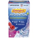 Emergen-C Hidracija+ Športna pijača mešamo z vitaminom C (18 Count, Raspberry Flavor), Elektrolyte Replenishment, 0.33 Ounce Powder Packets