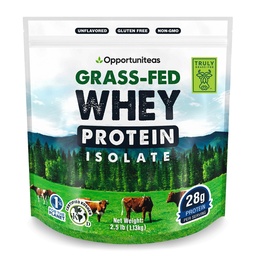 Opportuniteas Grass Fed Whey izolat Protein Powder - Nearomated 28g Protein Powder brez umetnih sladil, Hormone-free Krave, Non GSO - 2,5 lb
