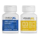 OmegaXL dodatek za skupno podporo - 60 Softgels & VitaminXL D3 Visoka jakost dnevno Vitamin D 5000 i.e. 125mcg Imunska podpora dodatek (30 Softgels) - 2 paket