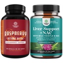 Sveženj mešanice Raspberry Ketones, izvleček zelenega čaja in African Mango Potent Sestavine za pospešitev up hujšanje izguba, Suppress apetit in opeklina maščobe in jeter podporo dodatek z NAC - Zeliščna jetra