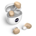 Slušni aparati, pomožni slušni pripomočki za starejše z odklopom hrupa, majhno v ušesu brez cviljenja slušni ojačevalniki Update maksimum Gain 40dB z Oval Charging Case LED zaslon, Beige