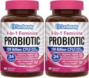 Probiotiki za ženske, 120 milijard CFU 34 sevi, prebiotiki, pregestivne encime, brusnice, 4-v-1 femininski probiotik, digestiv, vaginalna, imunska podpora, 60ct (paket z 2)