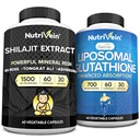 Nutrivein Premium Shilajit Kapsule in liposomski glutation dopolnilo: Visoko-Absorpcija Glutation Liposomal & Shilajit Kapsule za moške in ženske - jetra, Detox, & Vitalnost