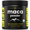 Organic Maca Powder - Perujski rastoči Maca Mešanica z rumenimi, črnimi in rdečimi koreninami - želatinirana za vrhunsko biorazpoložljivost - Natural, Vegan & Non-GMO, 8oz