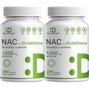 Pakiranje NAC dodatek (N- Acetil Cistein) 1.000 mg Serviranje z zmanjšanim glutationom, 480 kapsul