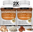 Topluks goba dodatek levi Mane & Cordyceps Reishi Chaga 10 organska goba mešanica za podporo imunskega sistema, spomin, fokus & jasnost in povečanje energije, za moške ženske, 60 kapsul