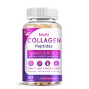Več kolagenskih peptidov Softgel - tip I, II, III, V, X - hidrolizirane kolagenske peptide z biotinom, vitaminom C, hialuronsko kislino, podpira kožni noht za lase, hranilno travo, ne-GMO, 60 softgel, 1 pakiranje
