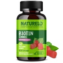 NATURELO Biotin Gumies - Podpira zdrave lase, kožo in nohte - Visoka moč 2500 mcg - Ne GSO, Gluten brezplačno - 60 Gumies