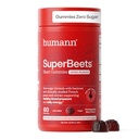 HumanN SuperBeets Heart Gummies - Beet Gummy z energetsko podporo, izvleček grozdnega semena in pesa v prahu, brez sladkorja - Granatna jagoda aroma, 60 Count