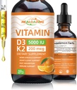 Organski vitamin D3 + K2 Kapljice: 5000 i.e. na rastlinah osnovani D3 & 200mcg K2 tekoči dodatki 