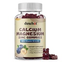 Kalcijev magnezijev cink Gumiji za ženske, žvečljivi kalcij dodatek 1000 mg Vitamin D3 & K2, zdravje kosti in živcev, delovanje mišic, Imunska podpora in stres Relief, borovničeva aroma, 60 Ct