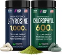 (Bundle) Klorofil & L Tirozin Kapsule - naravna energija, imuniteta in fokus dodatek - 600 mg Klorofil za svežino + 1000 mg L-tirozin za fokus in mentalno jasnost - Izdelano v ZDA