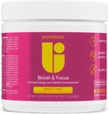 Universal U Boost & Focus Powder, povečanje energetske in kognitivne zmogljivosti, Predworkout, Dosing po meri, VIT B12, Niacin, Choline, L-tirozin, Brez umetnih arom, 30 Serving (Mango Twist)