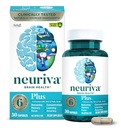 NEURIVA Plus možganski dodatek za spomin, fokus in koncentracijo + kognitivna funkcija s klinično testiranimi nootropiki fosfatidilserin in nevrofaktor, vitamini B6 & B12, 30 kapsul