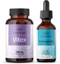 HERBAMA VITEX in Ashwagandha Kit - paket 1000 mg Vitex Chasteberry kapsule & Ashwagandha tekoče kapljice 2 fl oz - Vegan, ne- GMO, sladkor in alkohol brez - 2 paket