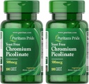 Puritan's Pride Chromium Pikolinat 500 Mcg Kvas brezplačno, 100 Število (Pack z 2)