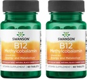 Swanson Vitamin B12 Metilkobalamin - naravna črna češnja z aromo 2.500 μg 60 tablet (2 pakiranji)