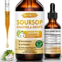 Soursop Graviola Tekoče kapljice 1800mg, naravni antioksidant, podpora celic in regeneracija, Imuno Boost, Soursop Bitters tekoče, brez sladkorja, ne-GMO, Vegan, Orange Flavor, 2 FL OZ