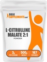 BulkSupplements.com L-Citrulin Malate 2:1 Prašek - Dušikov oksid Boost, Citrulin Malate dodatek - Unflavored & Gluten Free - 3g na Servings, 500g (1,1 lbs) (Pack of 1)