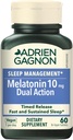 Adrien Gagnon - Melatonin 10mg, dvodelni delovni čas sprostitev melatonin za globoko spanje, naravni uspavalni pripomočki za odrasle dodatno moč, 60 Vegan Melatonin hitro raztopi tablete