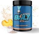6AM Run Bolt - Pre Wordout Powder za Instant Energy Boost za Cardio in Focus - Brez Jitters, Visokoenergetsko kondicioniranje Formula - Vse naravne, Keto, Vegan (Peach Sensation)
