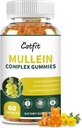 Catfit Mullein Gummies za pljuča – Mullein Leaf Extract s Quercetin, Elderberry za dihalne in imunske podpore, Lung zdravje in dihanje, Vegan, Ananasov okus, 60 Gummies