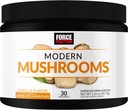 FORCE FACTOR Sodobne gobe Powder, Gobe dodatek z levi griva, Turčija rep, & Cordyceps za podporo energije, fokus, imuniteta, & Prebava, Vanilla Flavor, 30 Strežnice
