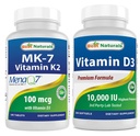 Najboljši naravni vitamin K2 (MK7) z D3 & vitamin D3 10000 I