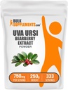 BulkSupplements.com Bearberry Leaf Extract Powder - Uva Ursi Extract, zeliščni dodatek - Vegan & Gluten Free, 750mg na serviranje, 250g (8.8 oz) (Pack of 1)