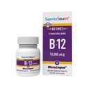 Superior vir No Shot Vitamin B-12 Cyanocobalamin 10000 μg - Vitamin B-12 za podporo proizvodnje energije, zdravje možganov in splošno dobro počutje - Podjezične tablete - 60 Razrešljive tablete