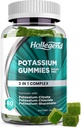Kalij 3 v 1 Complex Gummies Sugar Free, Nova formula z 99 mg kalijev citrat, kalijev klorid, kalijev glukonat, Leg Cramps & mišice dopolnila, 60 Žvečilni