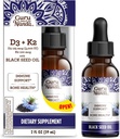 GuruNanda Wellness Bundle: Liquid Ashwagandha z Bacopa (1 Fl Oz) za Focus & Relaxation Support & Black Seed Oil (2 Fl Oz) z vitaminom D3, K2 & E za povečanje imunskega odziva - Vegan & Non-GMO