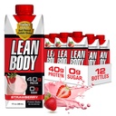 Labrada Lean Body Ready to Drink Strawberry Protein Shake, 40g beljakovine, sirotkina mešanica, 0 sladkor, Gluten brez, 22 Vitamini in minerali, 17 Ounce (Reciklirna škatla & Lid - pakiranje po 12) LABRADA