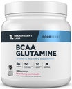 Prozorni laboratoriji BCAA Glutamin - 8000 Mg BCAA praška z L glutaminom za okrevanje po vadbi, rast mišic in povečanje vzdržljivosti - 30 Strežnice, Jagodna limonada