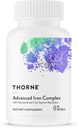 THORNE - Advanced Iron Complex - popolna podpora krvi Formula* - Elemental Iron, Folate, B in C Vitamini za optimalno absorpcijo - kelirano železo dodatek - Gluten, Dairy & Soy-free - 60 kapsul