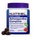 Natrol Ashwagandha Complete Gummy, 3-v-1 Dnevna podpora stresu, Podpira boljši razpoloženje, zmanjša občasno stres in utrujenost, 30 Gummies, Do 15 dni dobave