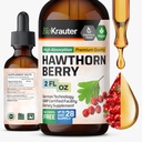 BIO KRAUTER® Hawthorne Berry dodatek - Pure Vegan Hawthorn Berry tekoče kapljice 655 mg na Serviranje 2 Fl.Oz 28 dni dobave - Uporablja se za splošno podporo in dnevno wellness - Alkohol in sladkor brez