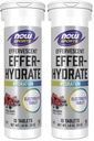 NOW Sports Nutrition, šumeče Effer-Hydrate, Elektrolitski dodatek, Recovery*, Mixed Berry, 10 tablet (Pack z 2)