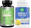 K2+D3 z Bioperinom Plus Calcium Omega 3 Ribje olje so najučinkovitejši skupaj za podporo zdravja srca in kosti, sklepov in možganov