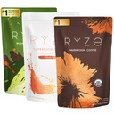 RYZE SUPERFOODS Ultimate Energy Bundele, USDA Eko goba kava in goba Matcha + probiotični krema z 6 Adaptogene gobe za boljšo energijo, Fokus, Prebava, Immuniteta, 30 služijo vsak