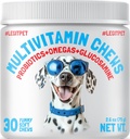 Vitamini za pse LEGITPET - 30 multivitaminski žveči w/glukozamin hondroitin, probiotiki Prebavni encimi in omegas - dodatek za splošno zdravje - skupna podpora, imuno zdravje, kožo in zdravje srca