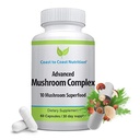 Napredni kompleks gob - Lion's Mane, Reishi, Cordyceps, Chaga, Turčija Tail, Maitake 10X Mešanica gob Superfood – Imunska podpora & Nootropic Brain Supplements for Immunity & Energy - 60 kapsul